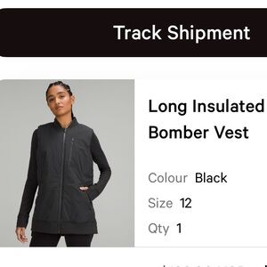lululemon athletica Black Long Insulated Bomber Vest